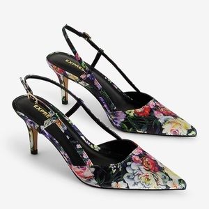 Express Floral Slingback Pumps. Brand New